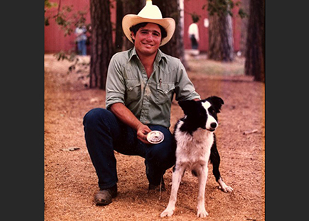 A very young Steve Moody with his dog and his buckle